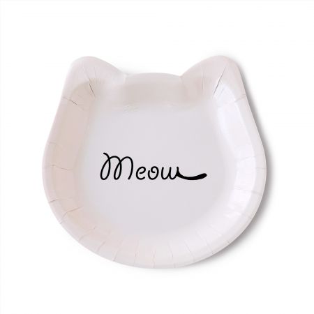จานกระดาษขนมรูปแมว - จานขนมรูปแมวสุดน่ารักสามารถใส่ช้อนหรือส้อมเป็นชุดได้